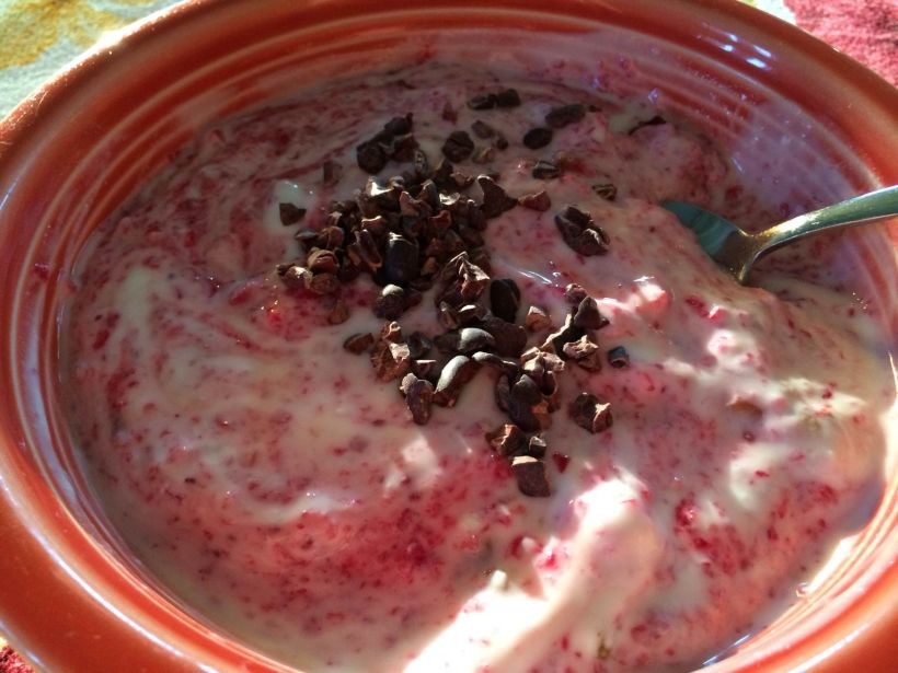 Try some raw cacao nibs on your bowl of yogurt!