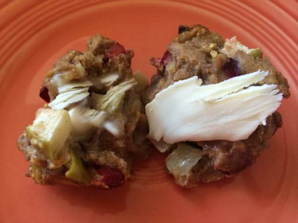 Apple Cranberry Apricot Muffin Split with Butter