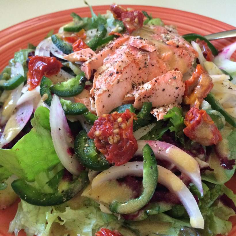 Plate salad with salmon 3