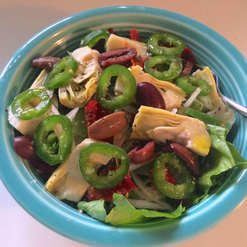 Dressed salad on yogurt